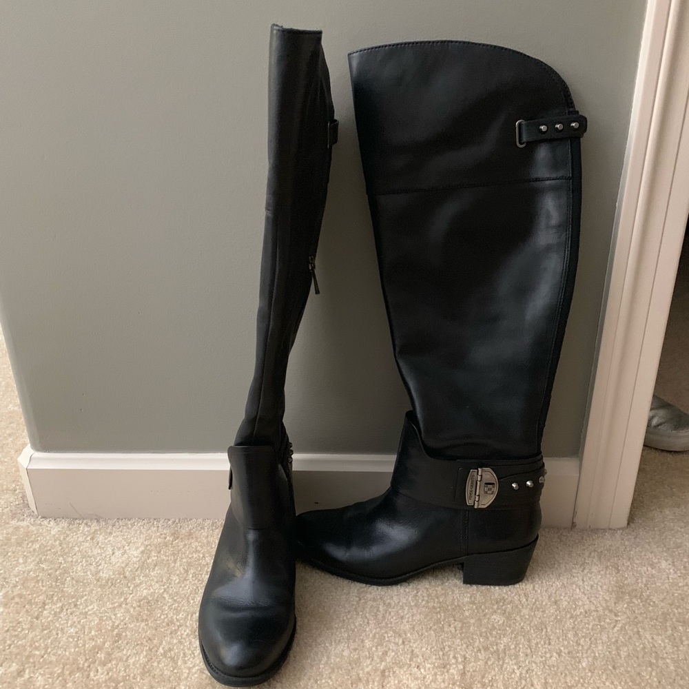 Black leather boots